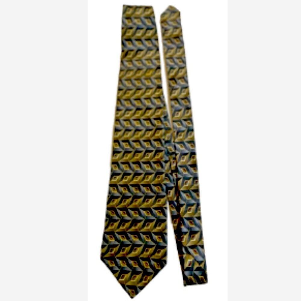 Abstract Men's Tie By Nubio Collezione Esclusivo 100% Silk Blue/Gray/Maroon 3D